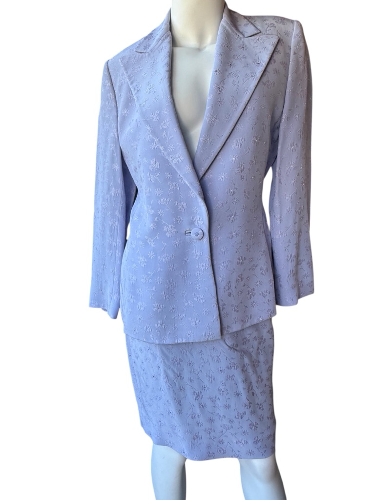 Vintage Gianni Versace Lavender Brocade Jacket And Skirt Set Size 42 Us 6